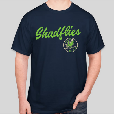 Blue Clinton Shadflies Script T-Shirt