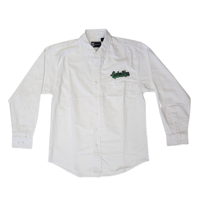 Men's White  Long Sleeve Dress Shirt - Script Logo
